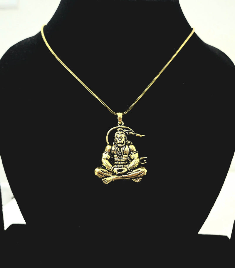22K Gold Hanuman Locket Necklace Men Spiritual Jewellery India