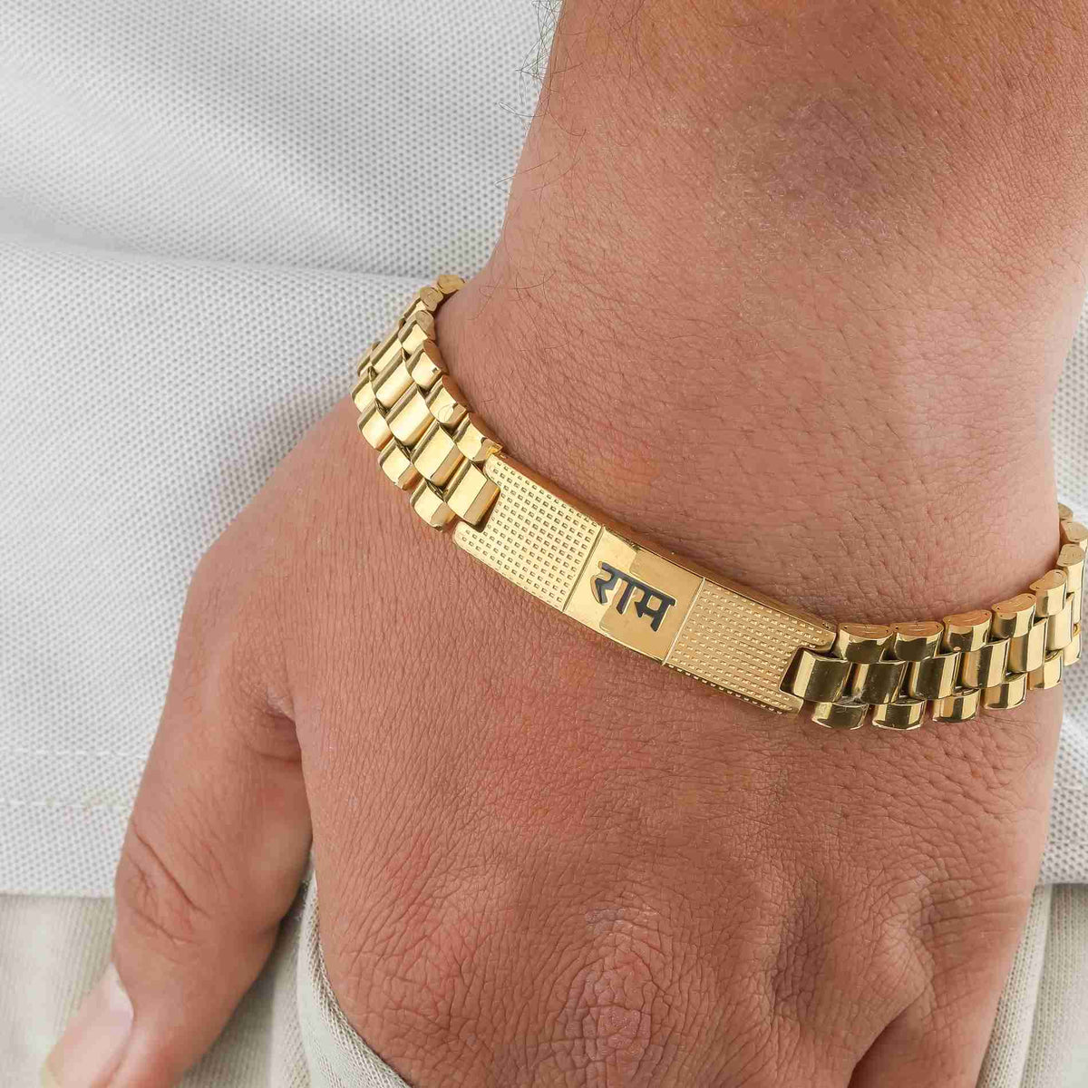 22K Gold RAM Bracelet Stainless Steel Men Daily Wear