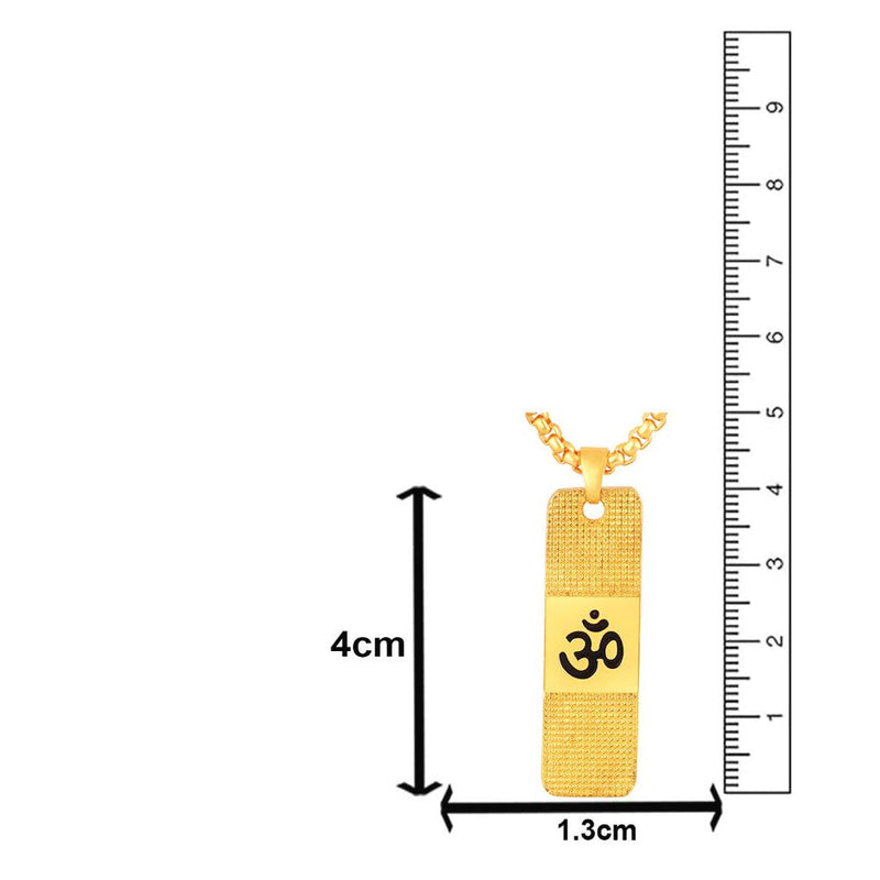OM Pendant Chain Close Up 22K Gold Plated Men Jewellery