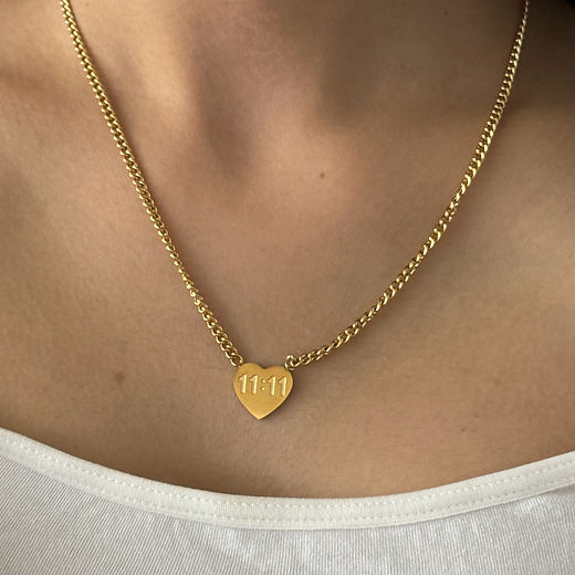 11:11 Gold Pendant Close Up - Spiritual Jewellery UniqueJewels.in