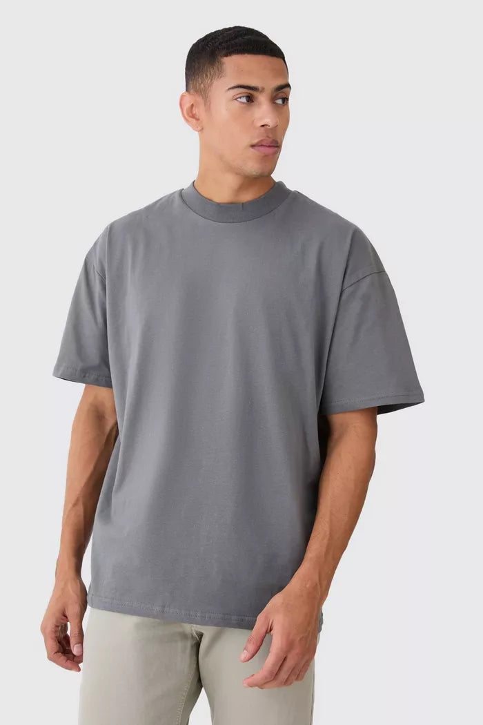 240 GSM Heavyweight Oversized Solid Pack of 3 T-Shirts Steel Grey, Off White & Black.