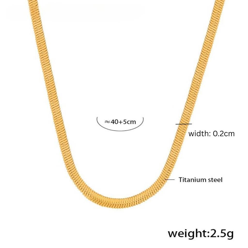 22K Gold 2mm Snake Chain Close Up Women Stainless Steel India