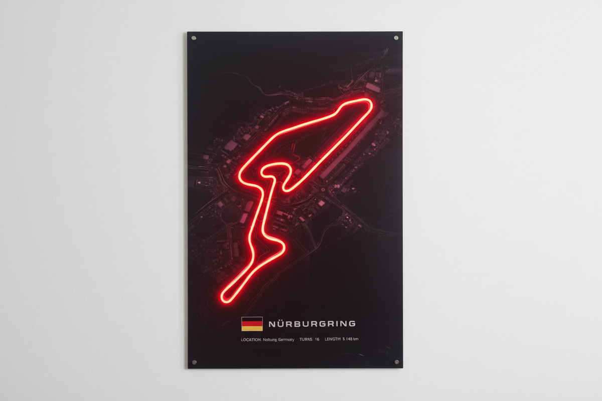 Nürburgring F1 Circuit Wall Art – Iconic Racing Track LED Style Poster - LED Neon Sign