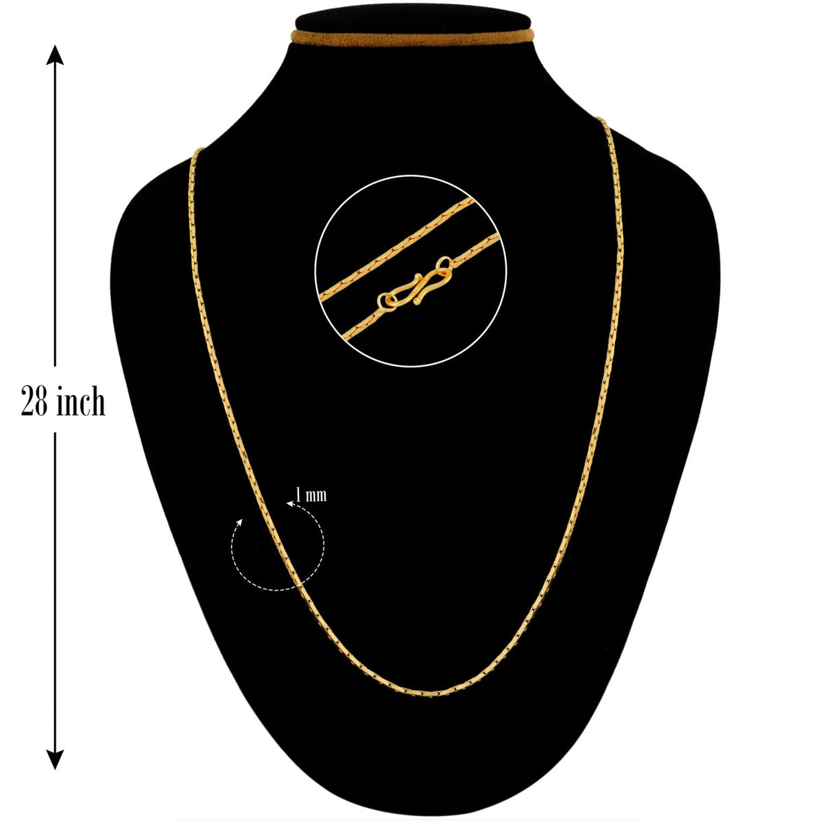 Minimalist Gold Chain 22K Plated S-Hook Closure Men Daily Wear