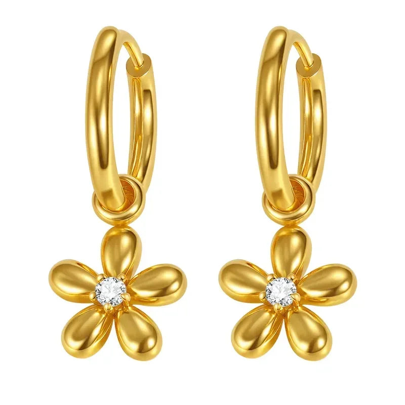 Artistic Flower Hoop Earrings