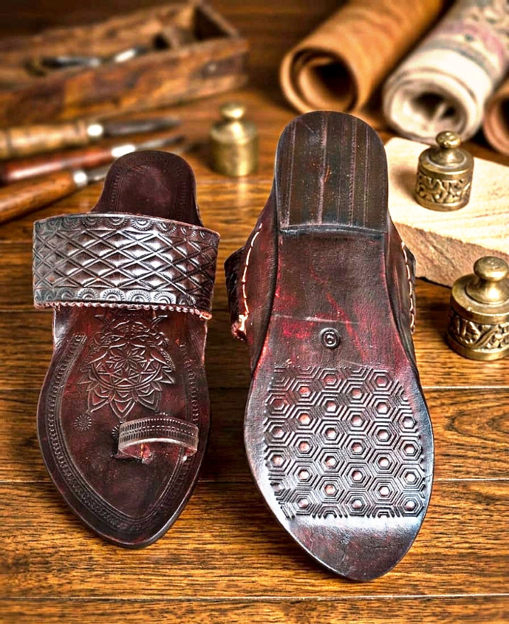 Premium Angatha Patta Kolhapuri- Dark Brown-2