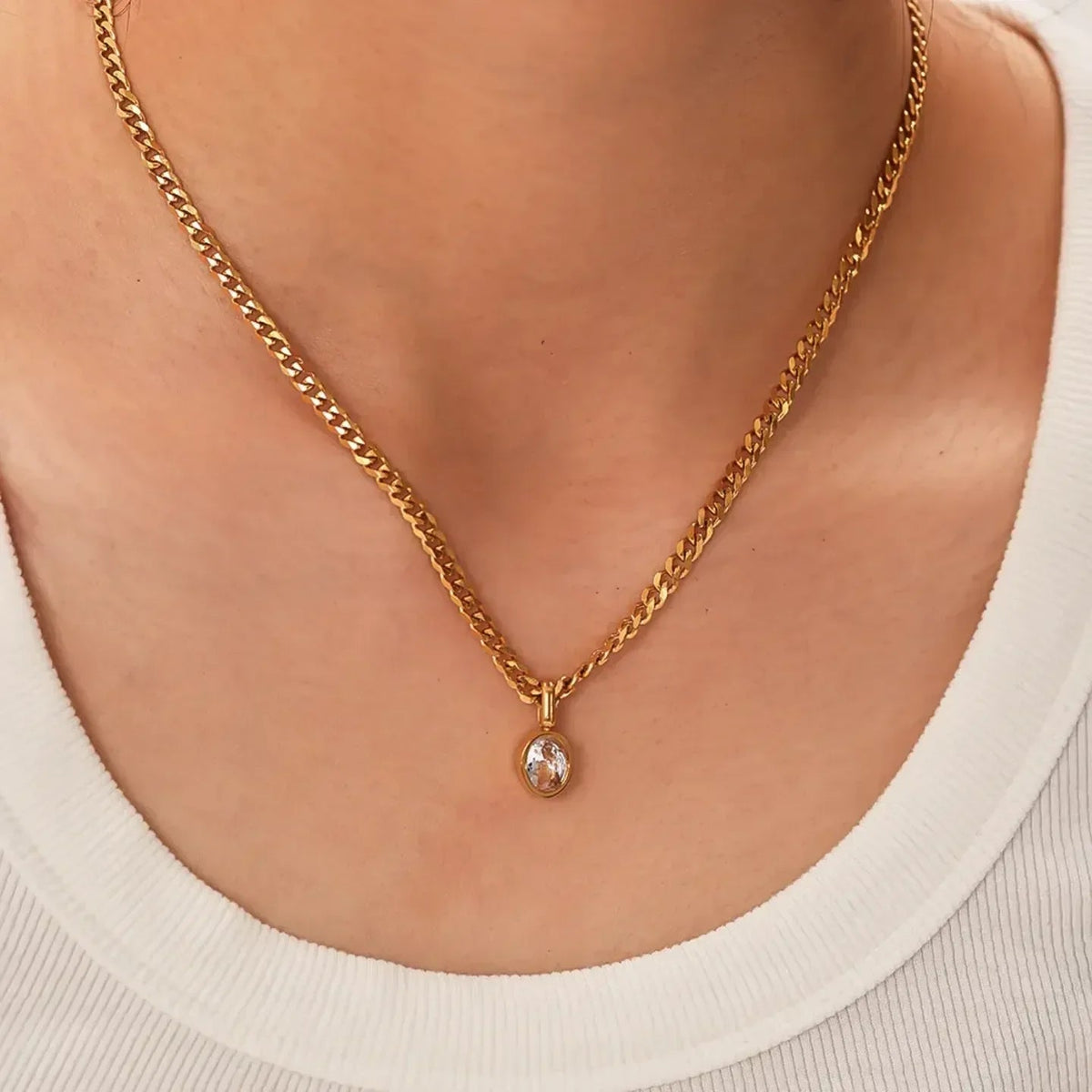 Modern Oval Chain Necklace