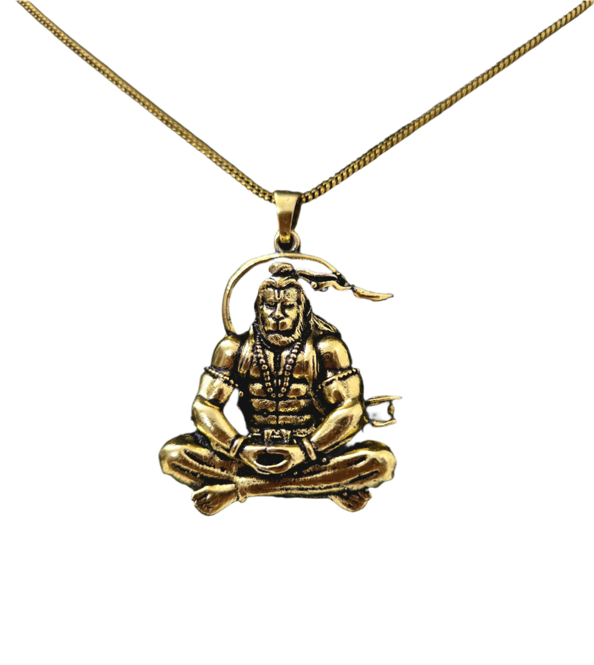 Hanuman Locket with Chain 22K Gold Plated Men Power Devotion