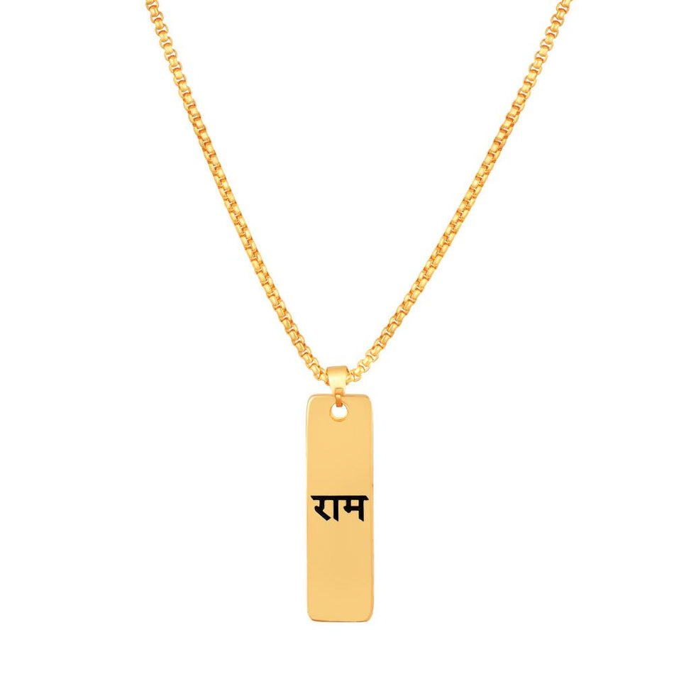 Ram OM Gold Pendant Chain Men Spiritual Jewellery India