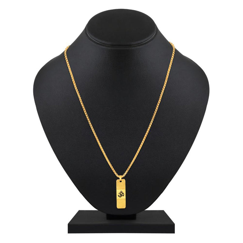22K Gold Plated OM Pendant with Chain Men Spiritual India