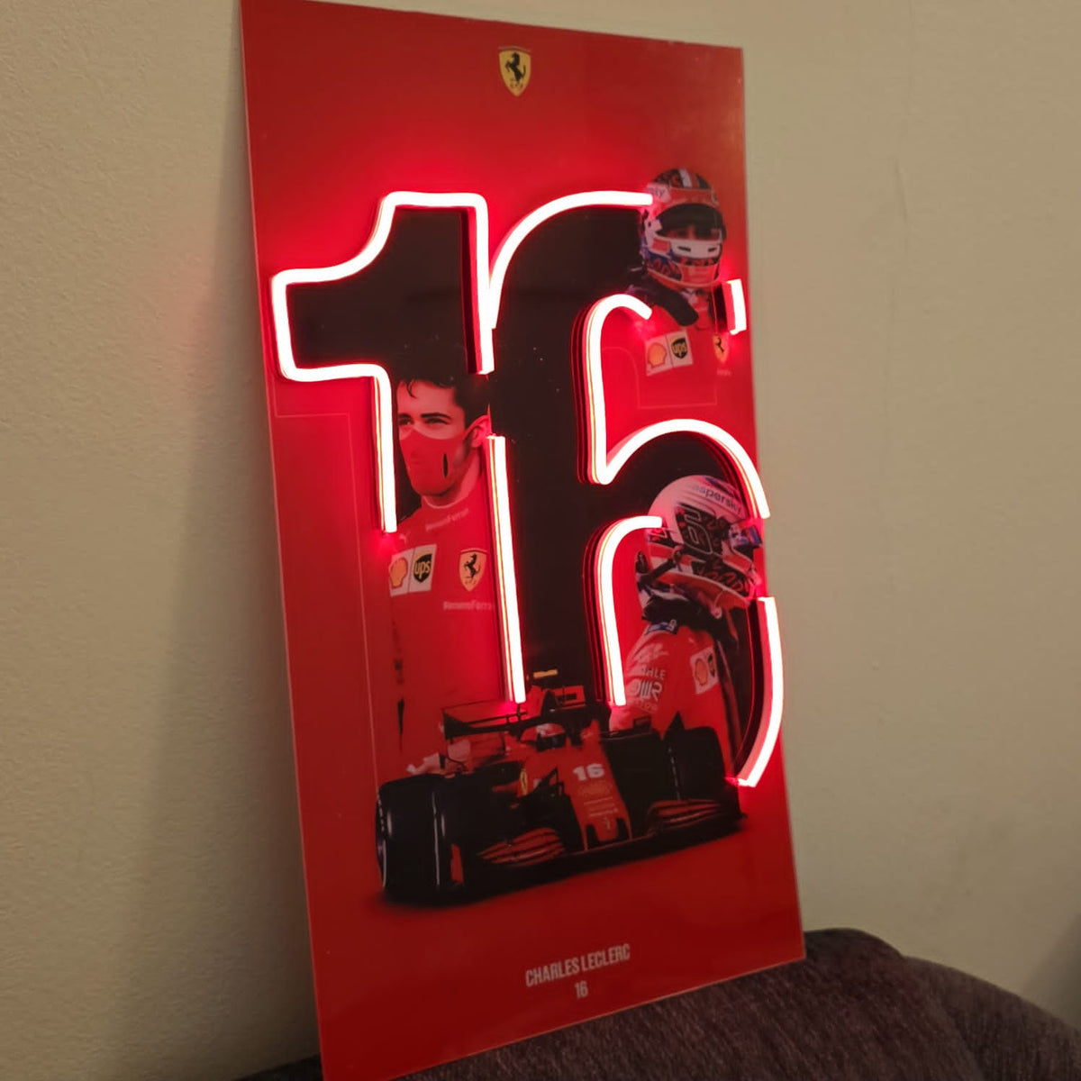 F1 Ferrari Charles Leclerc Uv print Neon Led 20"x12" | Neon Signs India — Image 1