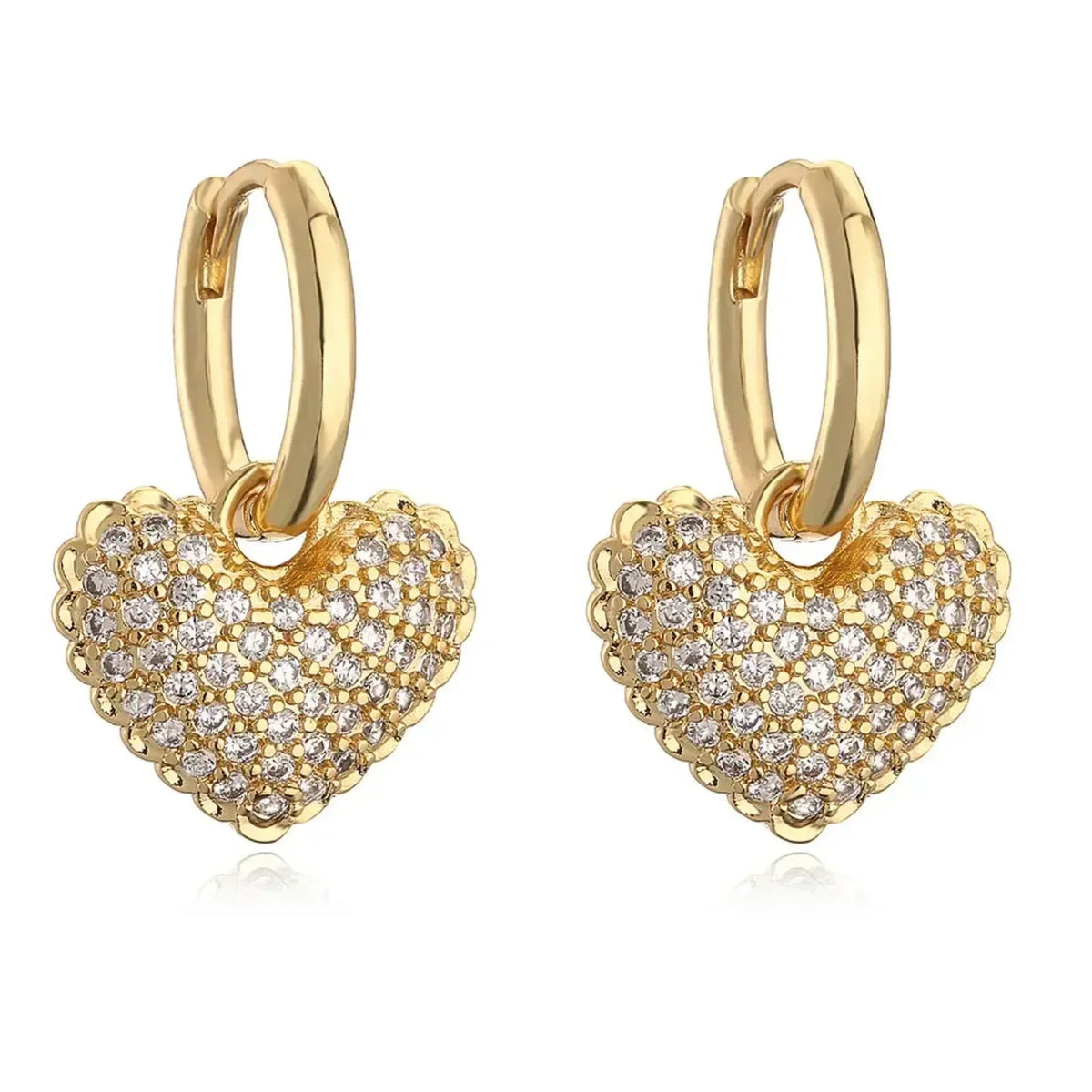 Commute Heart Shape Inlay Diamond Drop Earrings