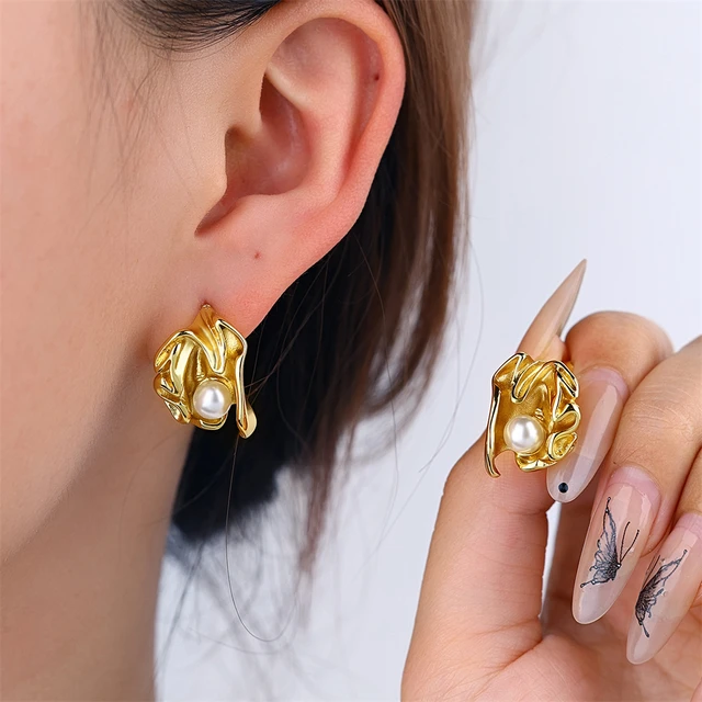 Pearl Dream Gold Earrings Minimalist Anti-Tarnish India