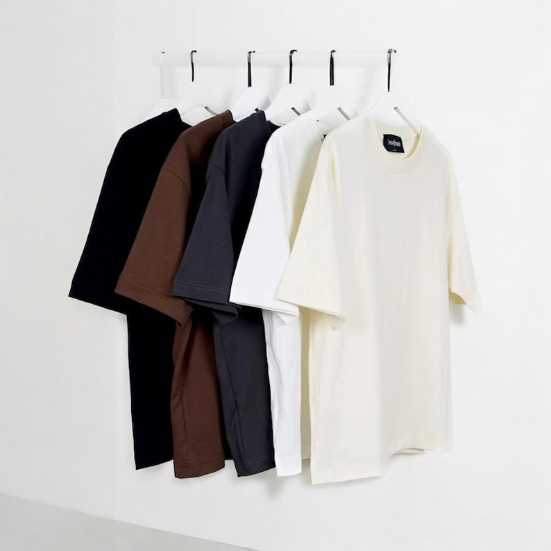 240 GSM Heavyweight Oversized Solid Pack of 4 T-Shirts Beige,Steel Grey, Off white & Black.