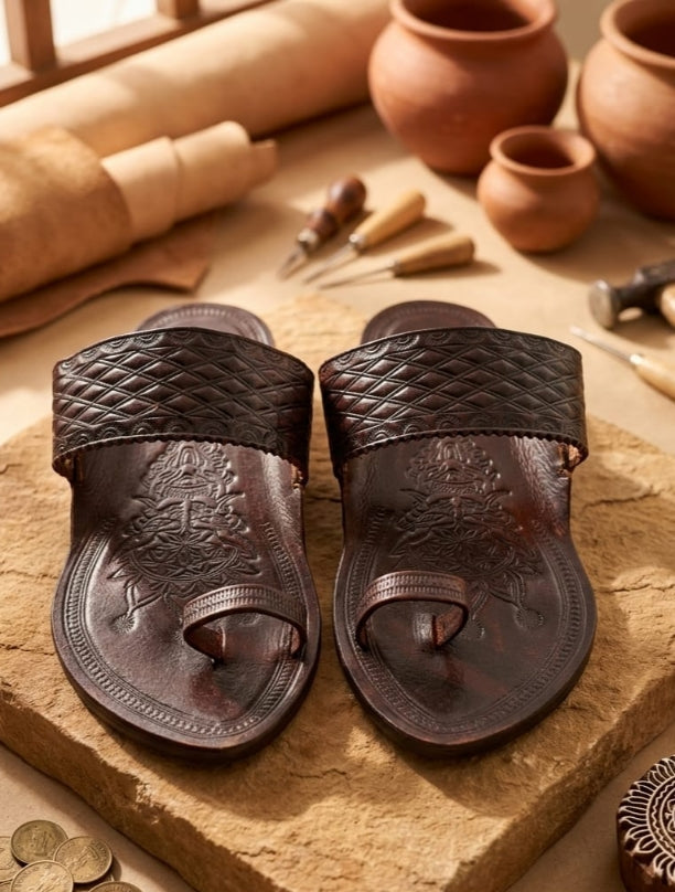 Premium Angatha Patta Kolhapuri- Dark Brown-3