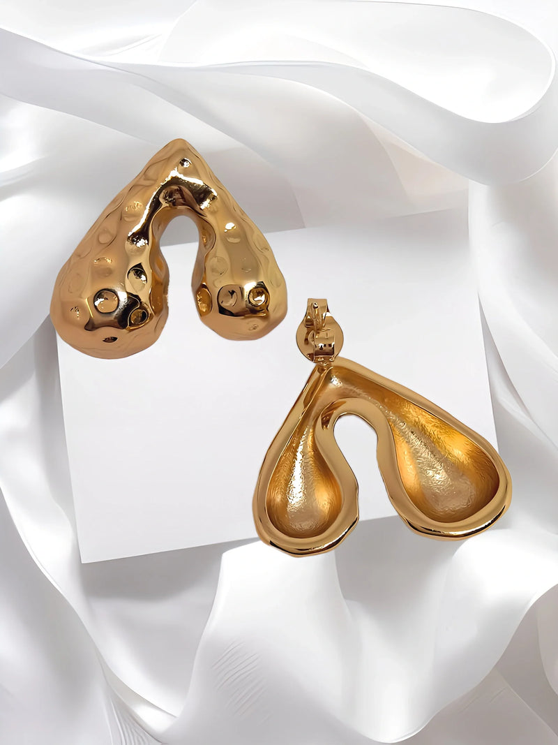 Heart Stud Earrings Side Angle 18K Gold Plated Women India