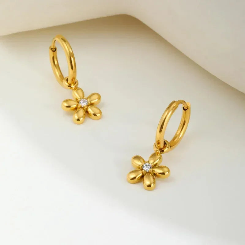 Artistic Flower Hoop Earrings