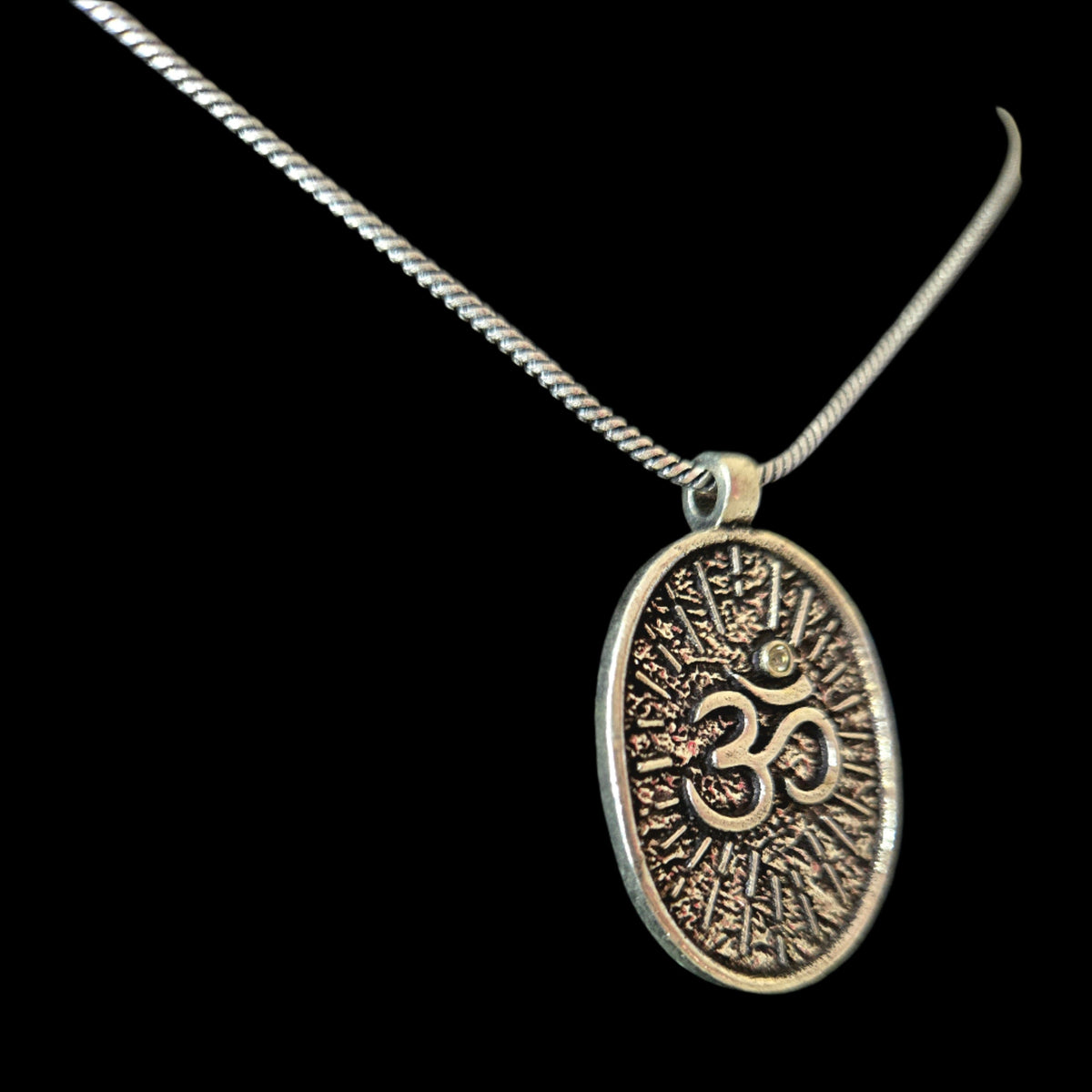 OM Pendant Oxidised Silver Variant Handcrafted Men India