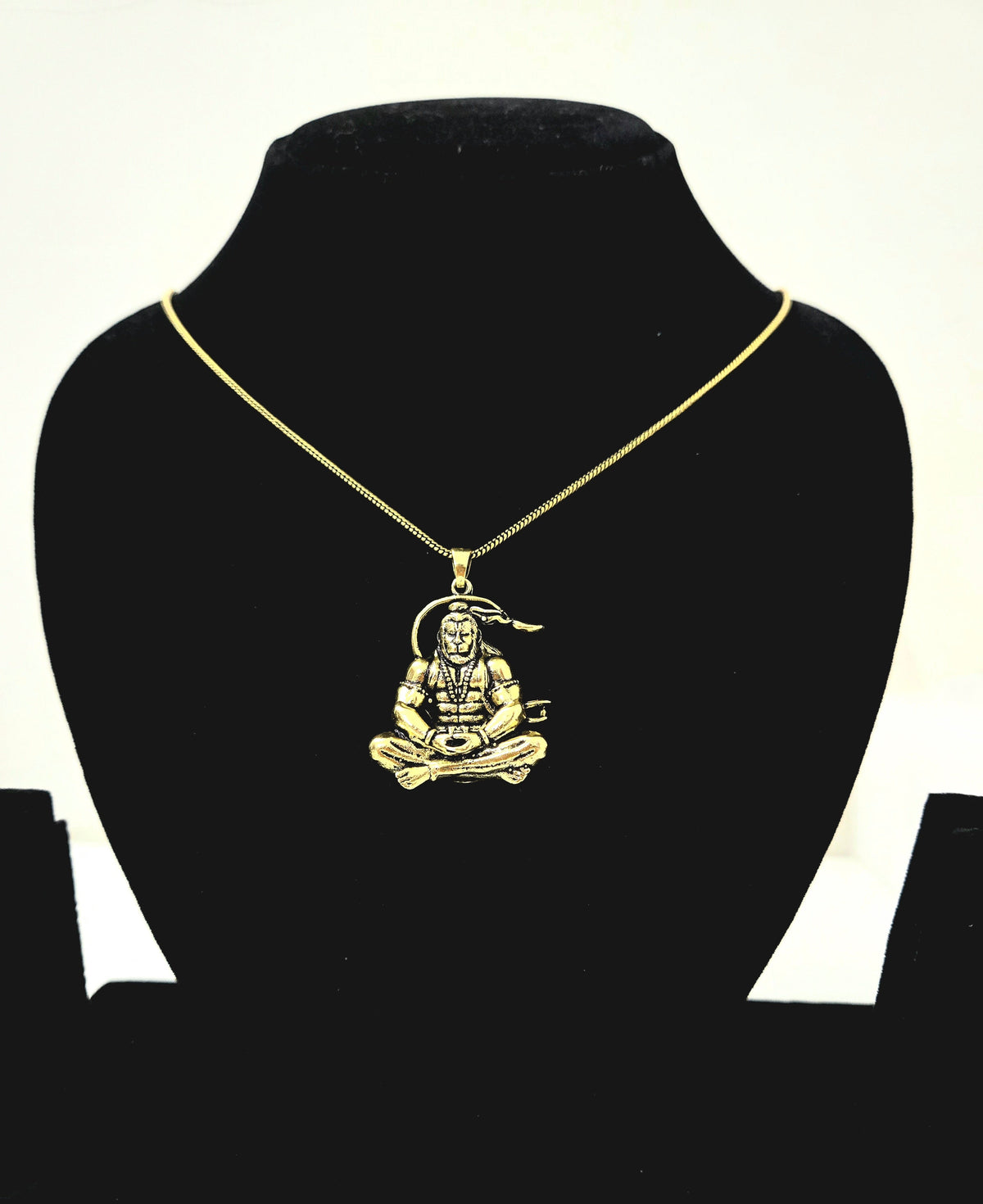Hanuman Pendant Necklace Gold Plated Men Spiritual India