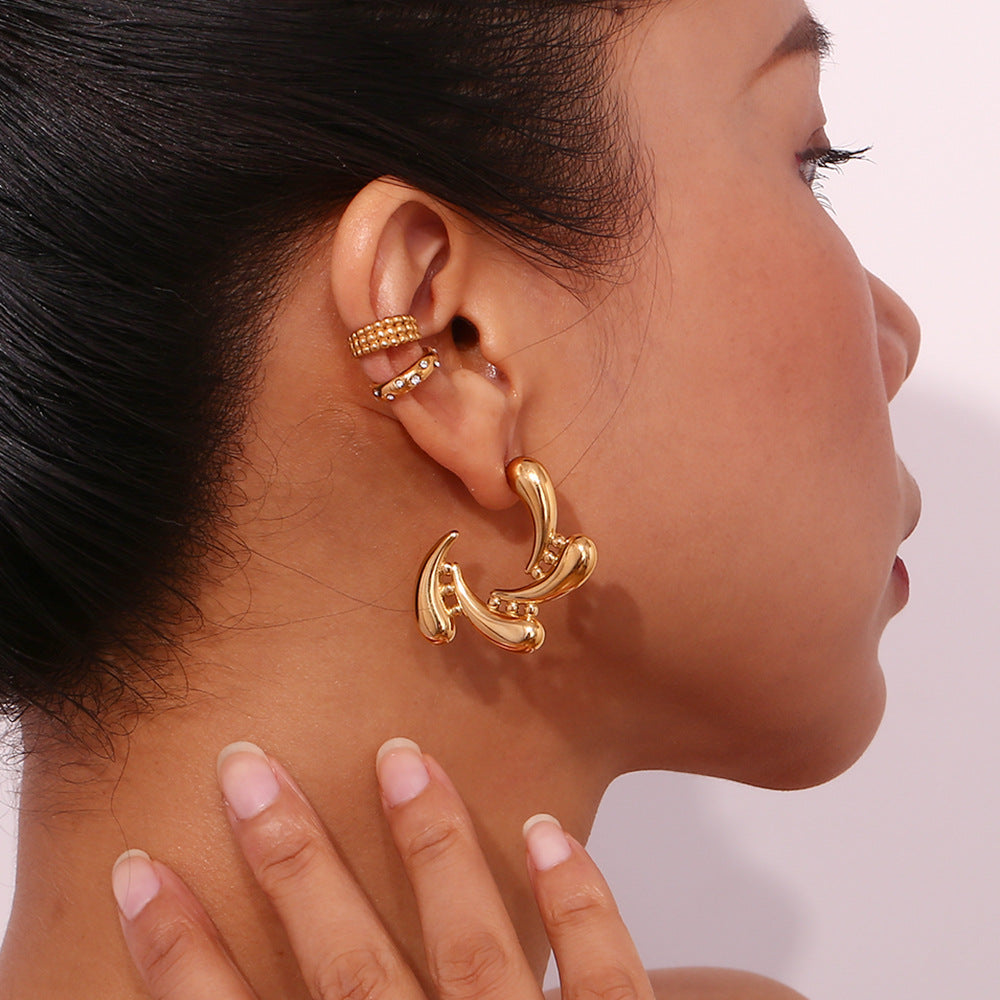 18K Gold Stud Earrings Waterproof Daily Wear Women Jewellery