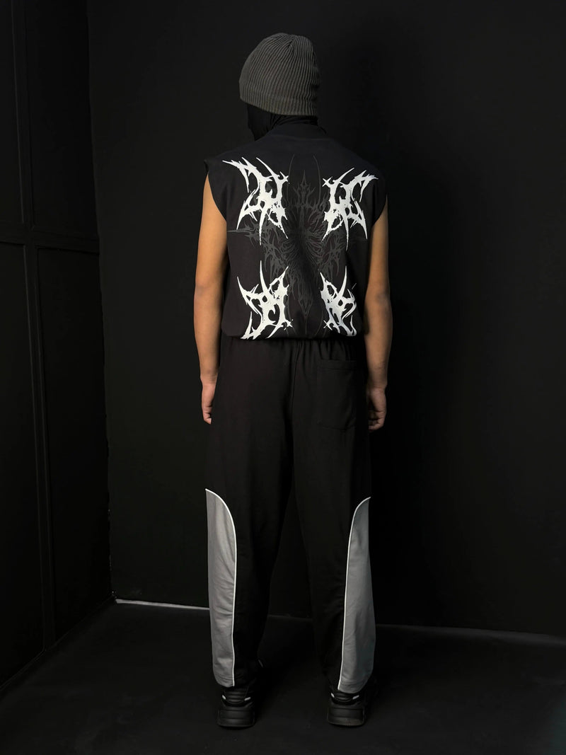 Zams Black and Grey Baggy Trackpant ZAMS