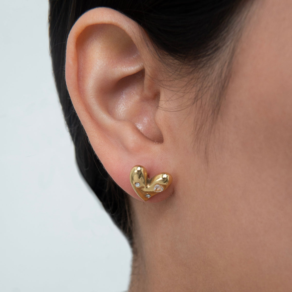 Diamond Heart Gold Earrings Anti-Tarnish Waterproof Women