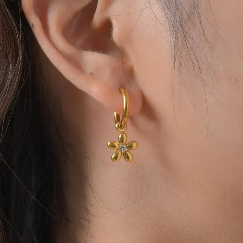 Artistic Flower Hoop Earrings