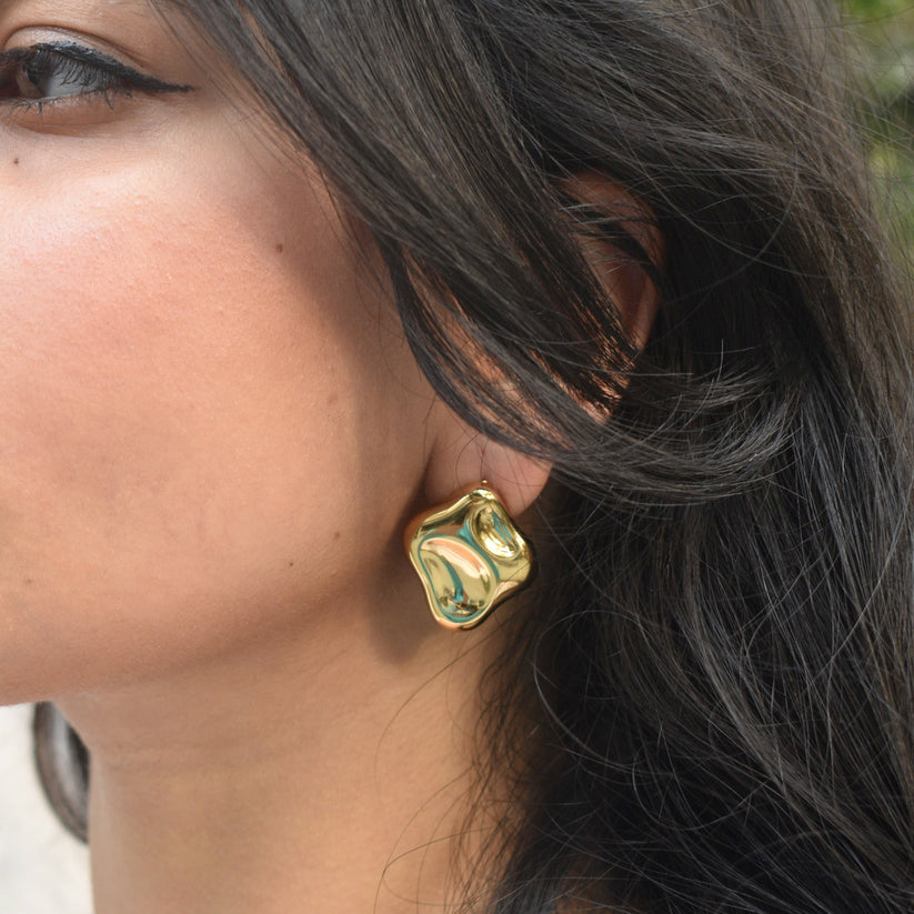 Gold Plated Modern Stud Earrings Women Daily Wear Anti-Tarnish