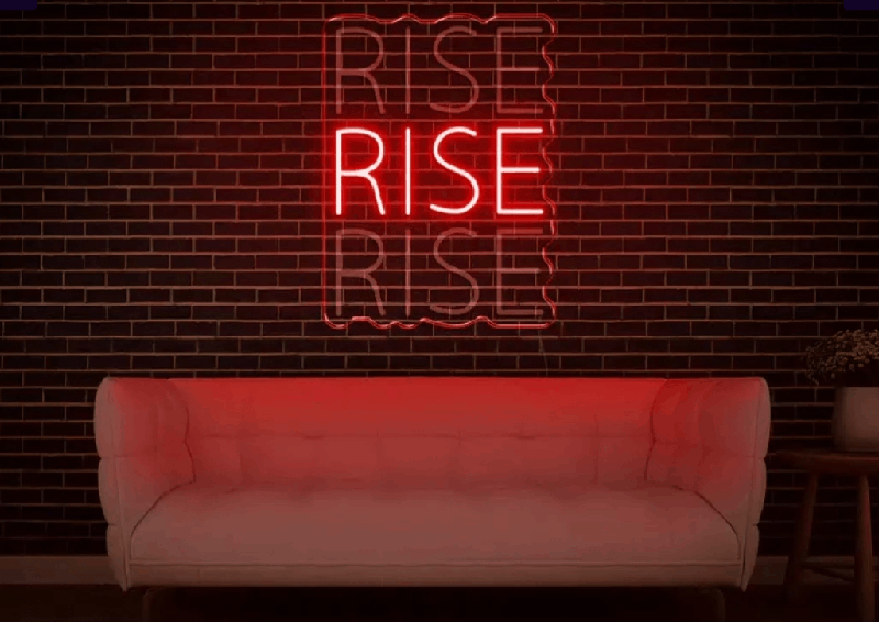 “RISE” Motion  Neon Wall Sign – Motivational LED Glow Art | Neon Signs India — Image 2