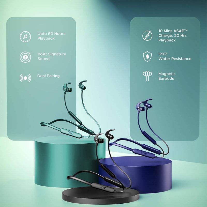 boAt Rockerz 255 Pro+, 60H Battery, ASAP Charge, App Support Bluetooth Headset (Active Black, In the Ear)