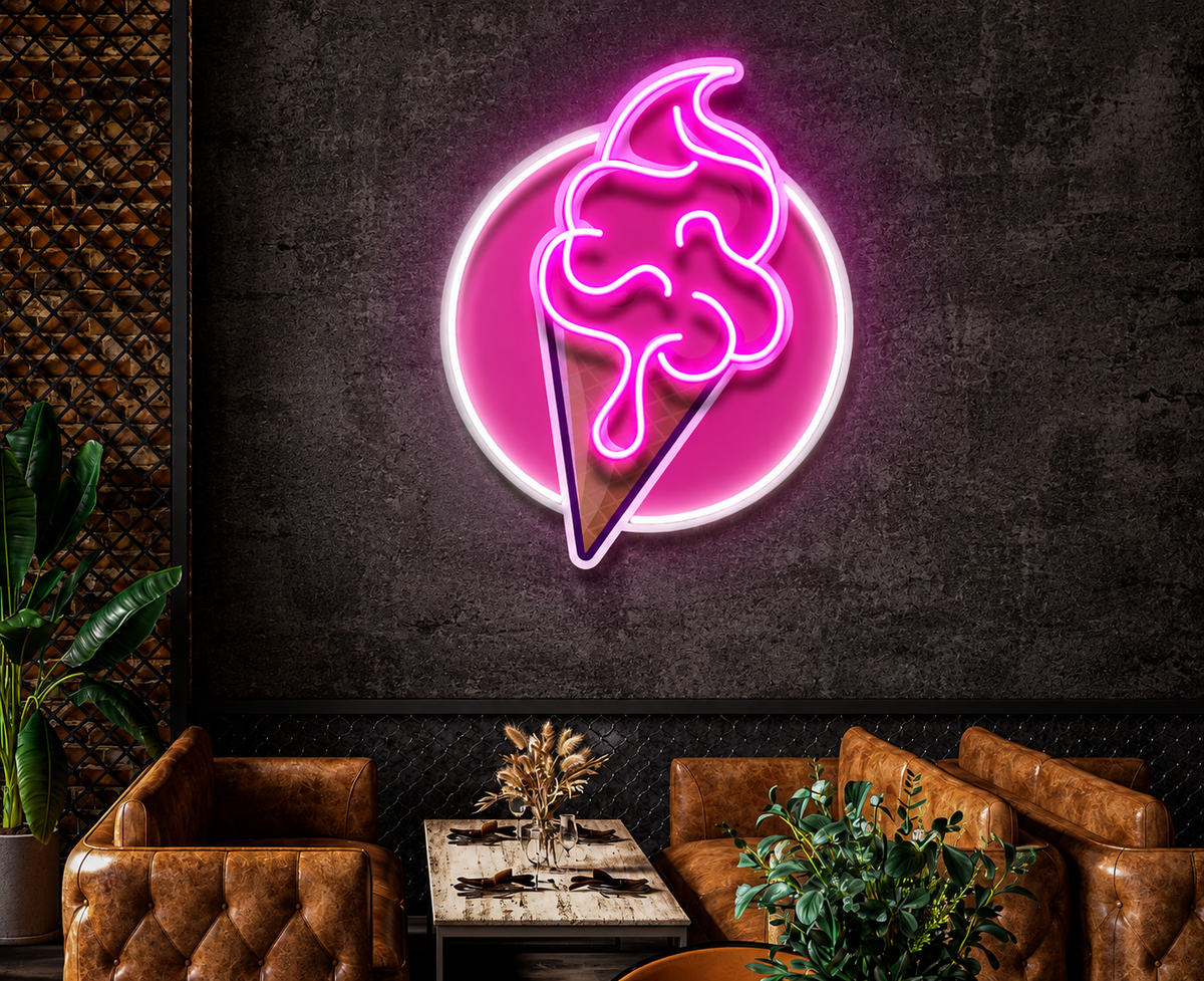 Pink Ice Cream Circle Neon Sign-1