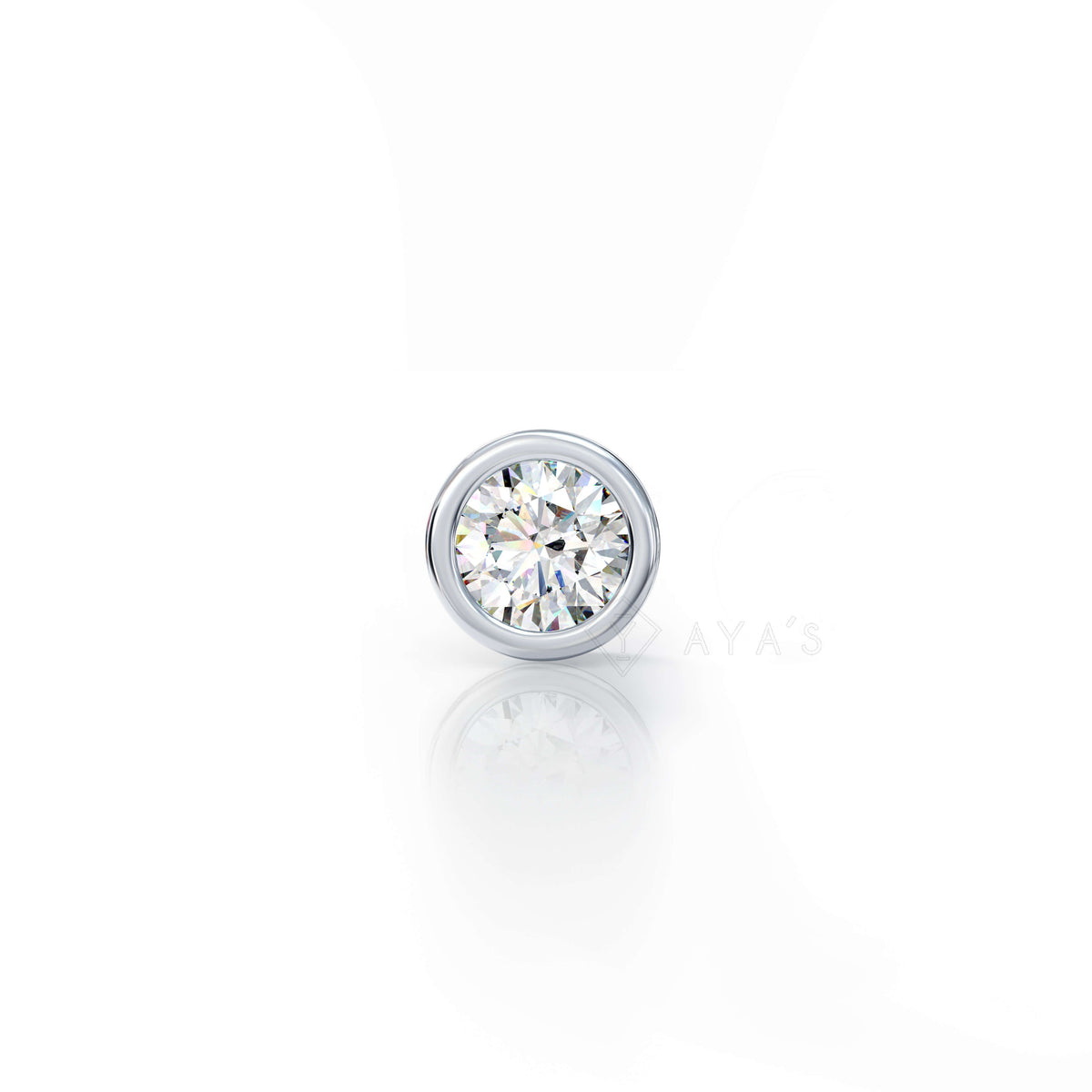 Round Solitaire CZ Stud Earring (Single Stud) | 925 Sterling Silver, AAA Grade Cubic Zirconia, Rhodium Plating & Glossy Finish