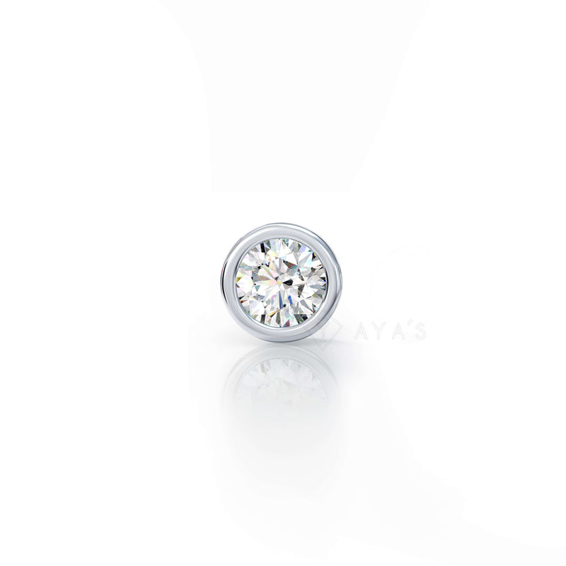 Round Solitaire CZ Stud Earring (Single Stud) | 925 Sterling Silver, AAA Grade Cubic Zirconia, Rhodium Plating & Glossy Finish