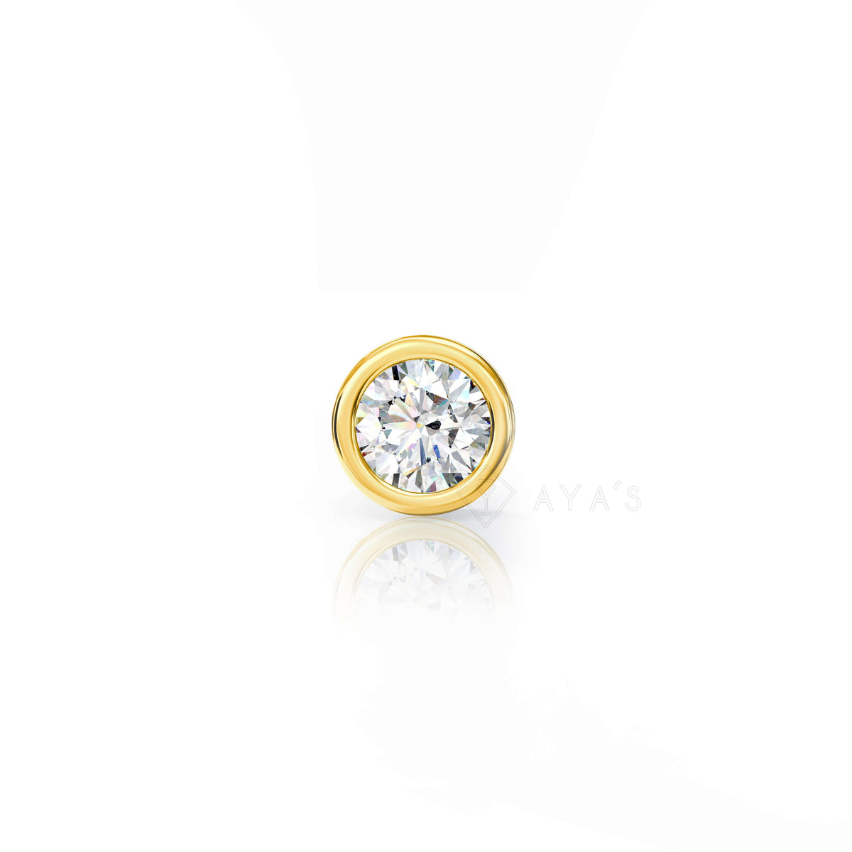 Round Solitaire CZ Stud Earring (Single Stud) | 925 Sterling Silver, AAA Grade Cubic Zirconia, Rhodium Plating & Glossy Finish
