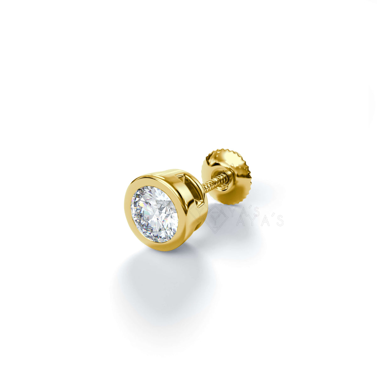 Round Solitaire CZ Stud Earring (Single Stud) | 925 Sterling Silver, AAA Grade Cubic Zirconia, Rhodium Plating & Glossy Finish