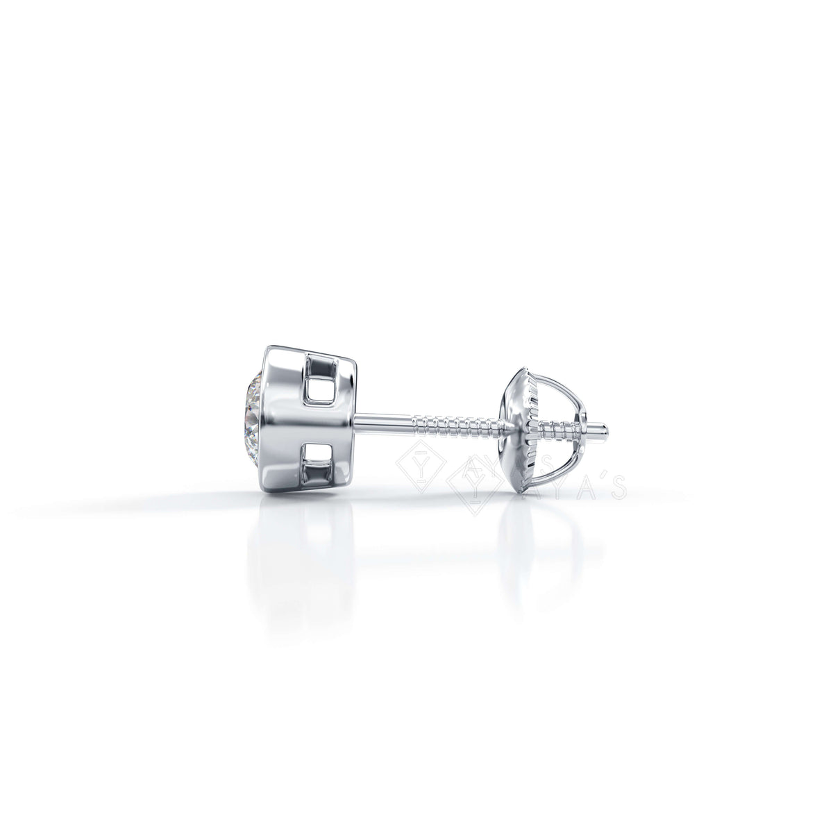 Round Solitaire CZ Stud Earring (Single Stud) | 925 Sterling Silver, AAA Grade Cubic Zirconia, Rhodium Plating & Glossy Finish