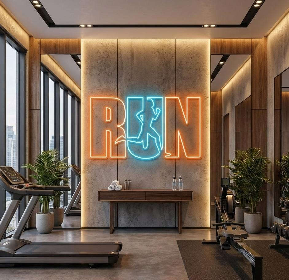 RUN Neon Sign gym – Runner Motivation LED Wall Light (3x2 feet) Neonsignsindia