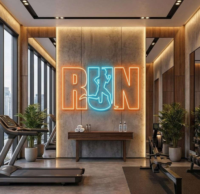 RUN Neon Sign gym – Runner Motivation LED Wall Light (3x2 feet) Neonsignsindia