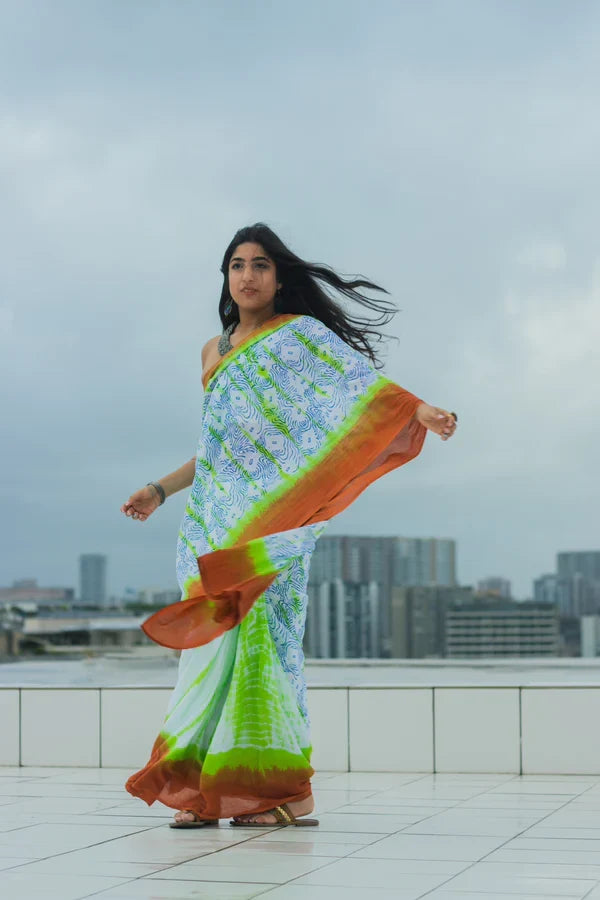 Mul Cotton Saree | Earth & Water-3