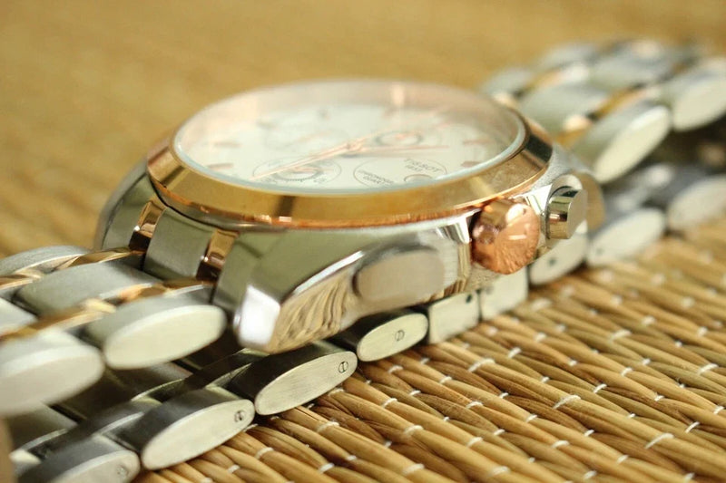 Tissot 1853 Silver Dial with Rosegold Bezel (Two-Tone Strap)