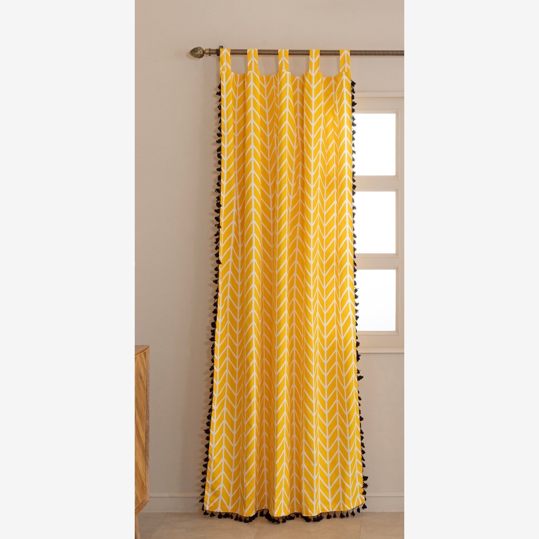 Imprimer Handpicked Aztec - Printed Semi Blackout Eyelet Curtain (Yellow)-4