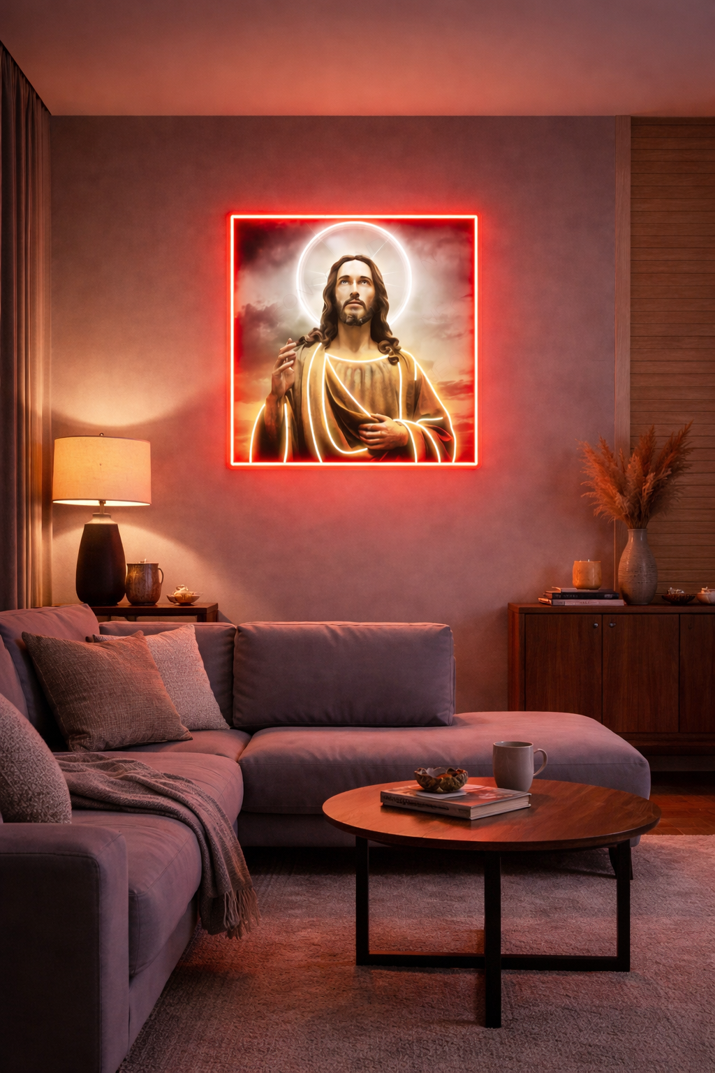 ✝️ Sacred Jesus Neon Frame – Divine LED Wall Art Neonsignsindia