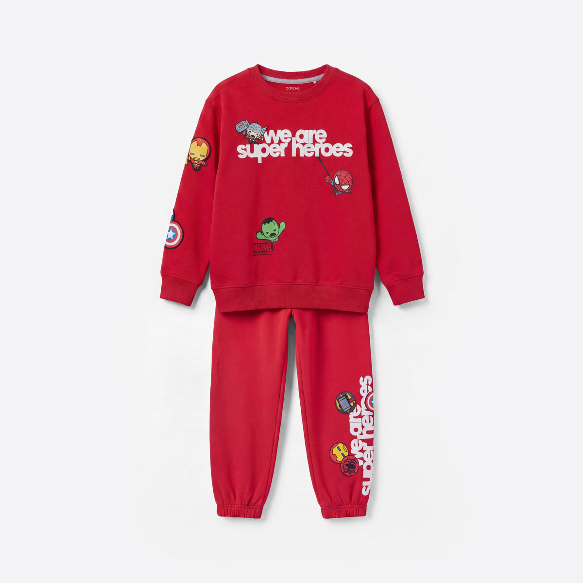 Marvel Super Heroes Graphic Red Cotton Co-ord Set