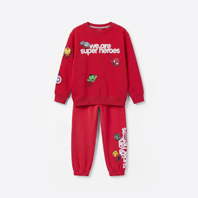Marvel Super Heroes Graphic Red Cotton Co-ord Set