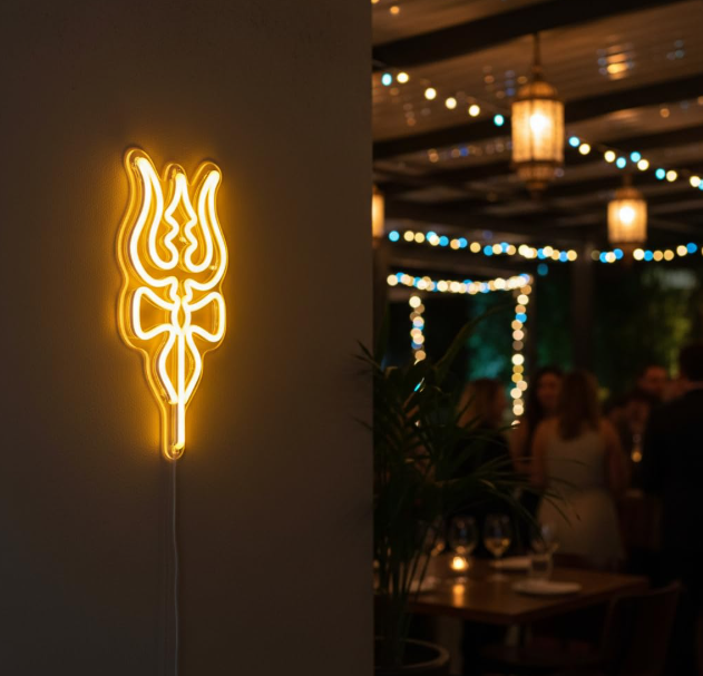 Shivji trisul neon sign for mandir decor Neonsignsindia
