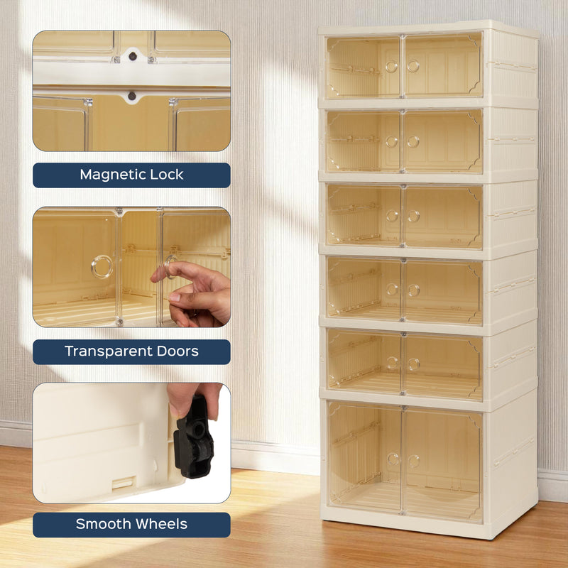Shoe Stack Foldable Shoe Storage with Wheels
