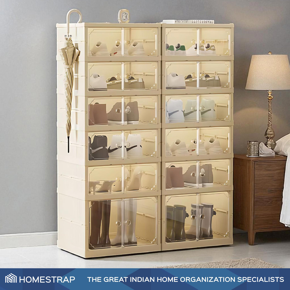 Shoe Stack Foldable Shoe Storage with Wheels