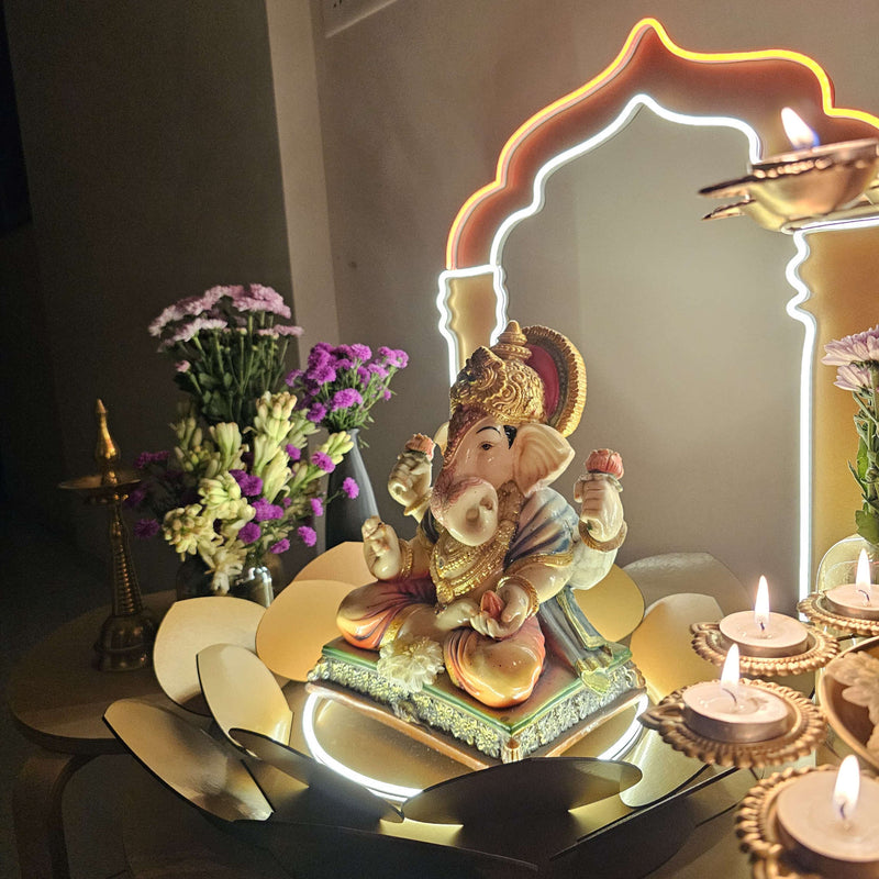 Shubhaarambh Glow frame Ganeshji Backdrop (NEON+MDF) * Need It Today PUNE ONLY * Neonsignsindia