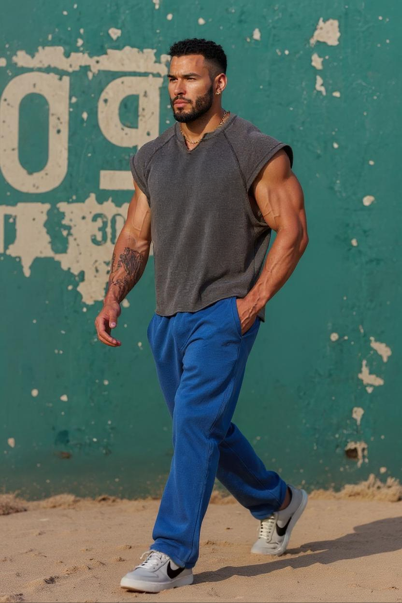 Dark Grey - T107 - Gym Vintage Cut Offs