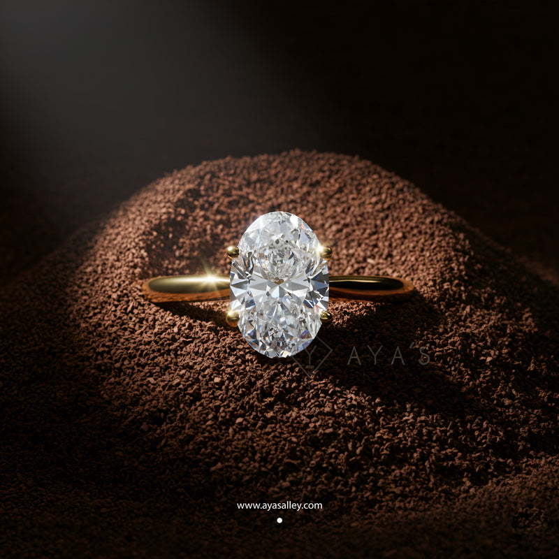 Silver Oval Embrace Solitaire Ring